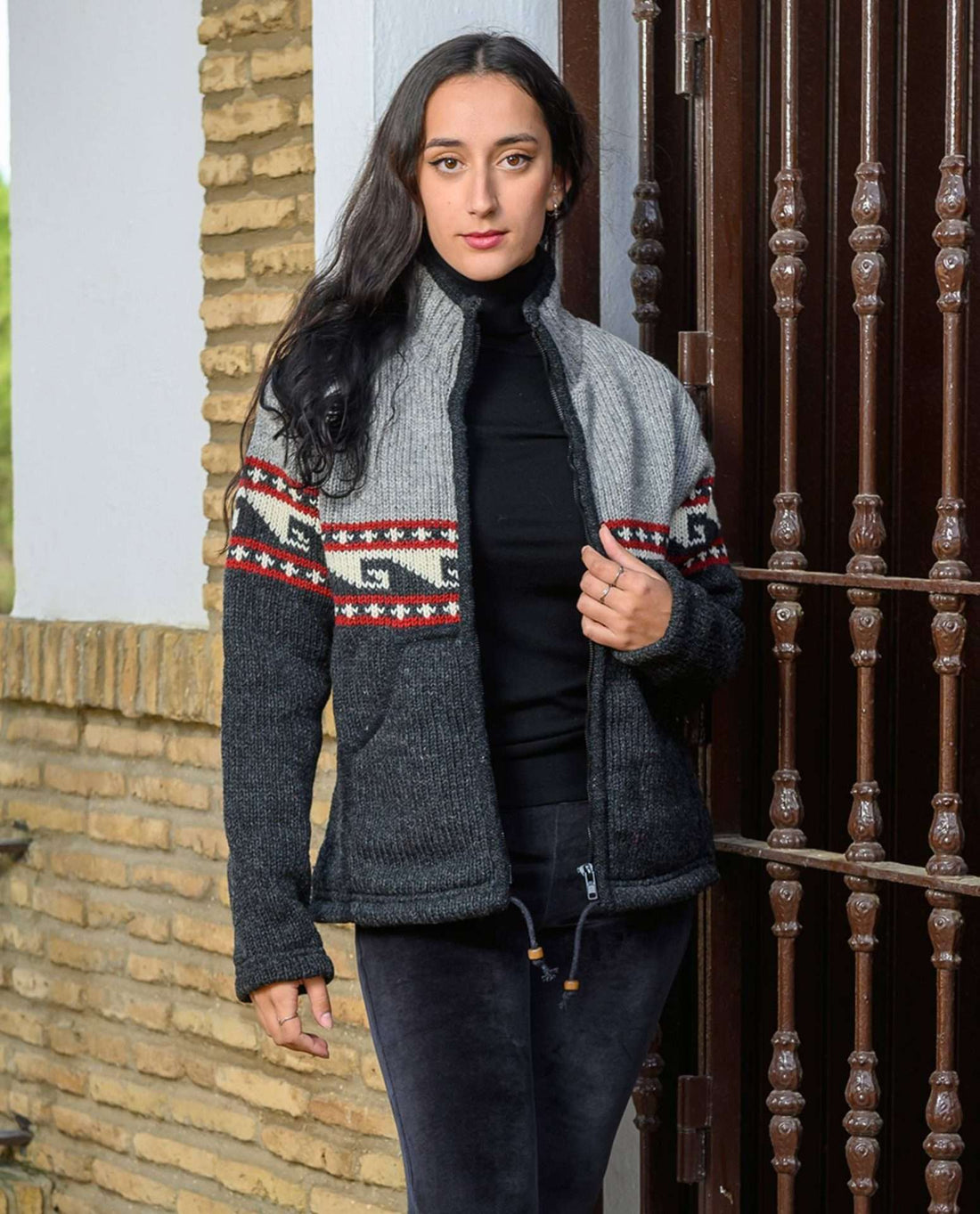 Bonita chaqueta de doble punto de lana de merino, especial para temperaturas bajas