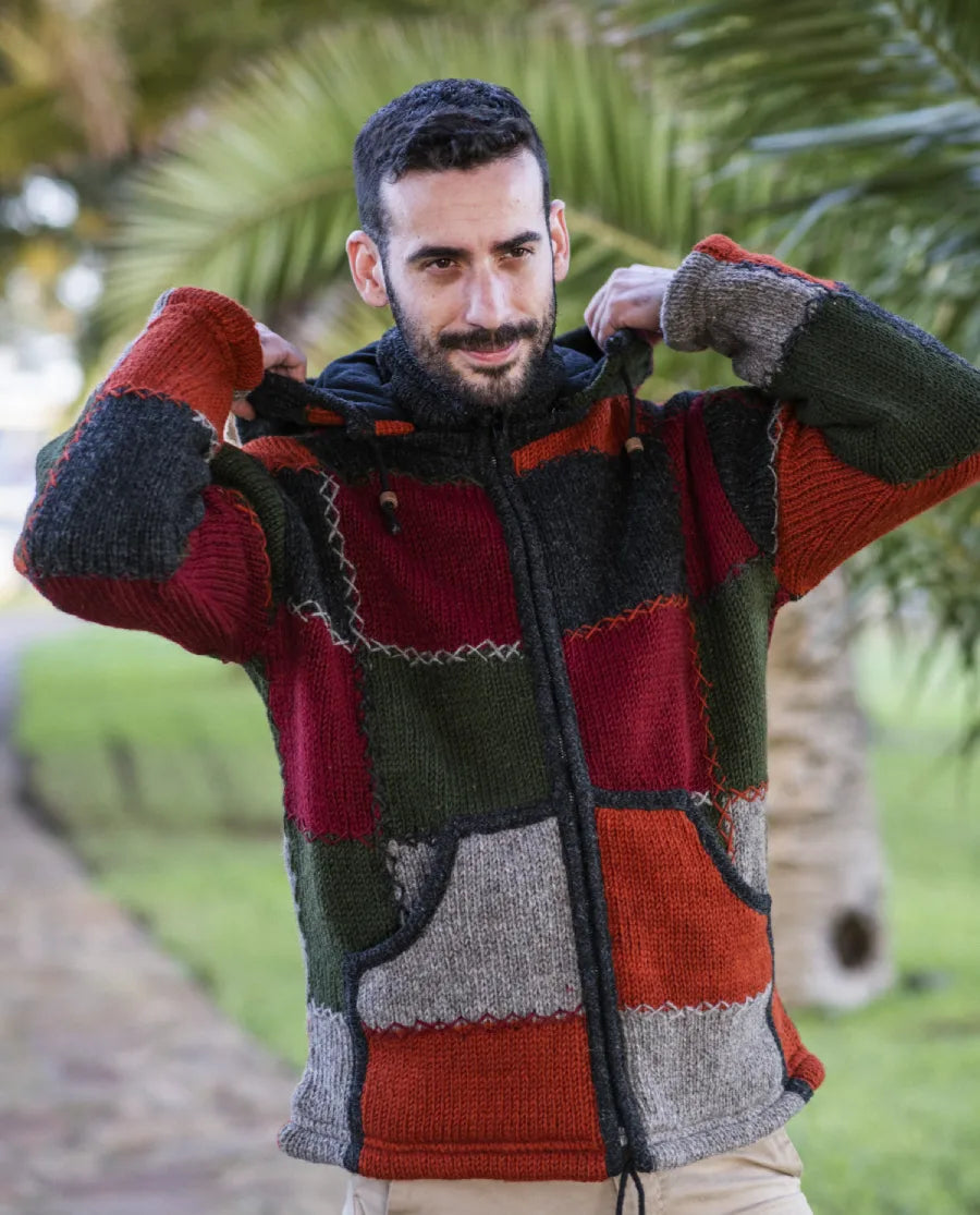 chaqueta lana de merino doble punto con forro polar