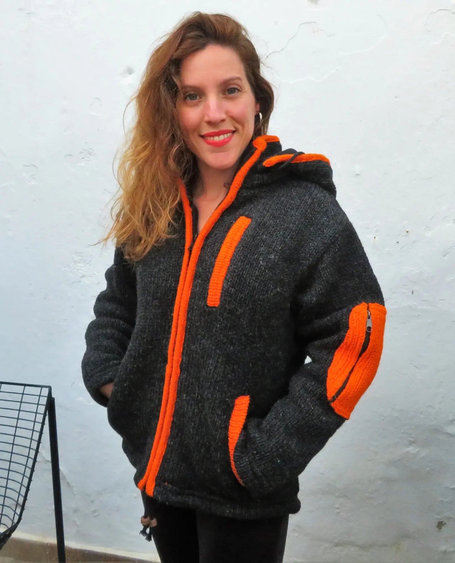 Chaqueta Doble punto de lana de Merino con Forro Polar
