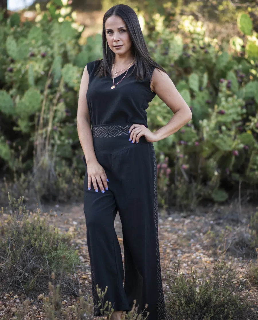 Conjunto Yute top y pantalon negro