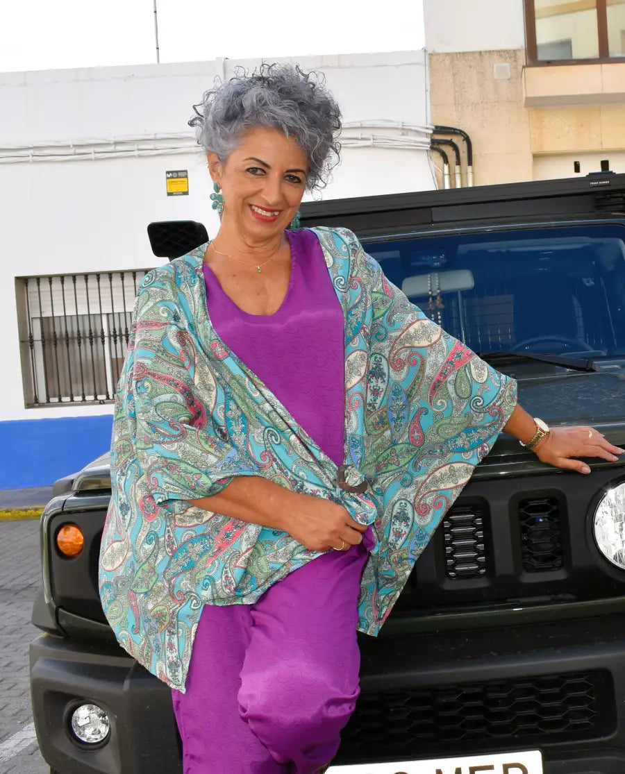 Kimono Poncho Corto de Seda