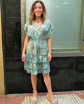 VESTIDO-CORTO-VOLANTES TURQUESA
