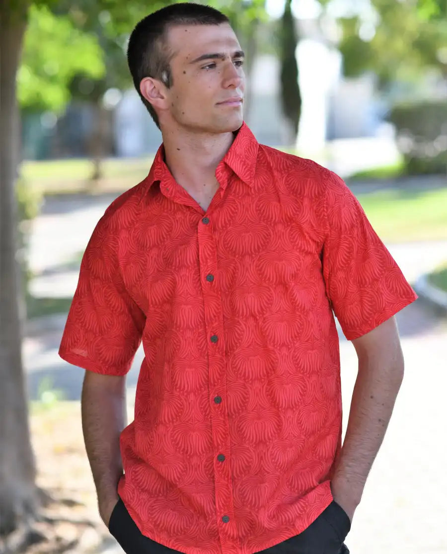Camisa de algodon y manga corta para hombre. color azul osc ,as turquesa