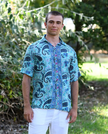 Camisa Hombre de seda M Corta