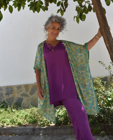 Kimono Poncho Seda Talla Grande